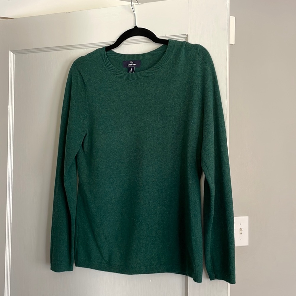 Lands End Cashmere Green Long Sleeve Shirt